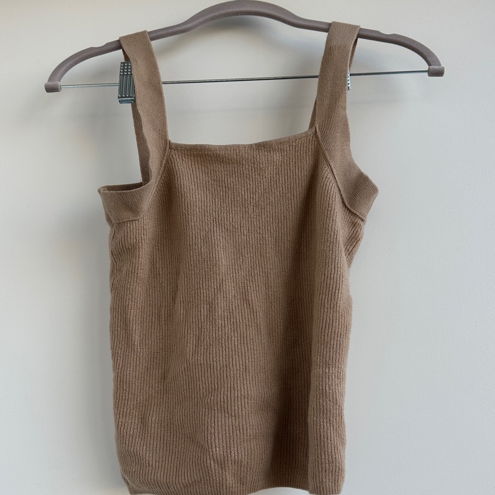 Elie Tahari 100% Wool Camel Knit Tank Top